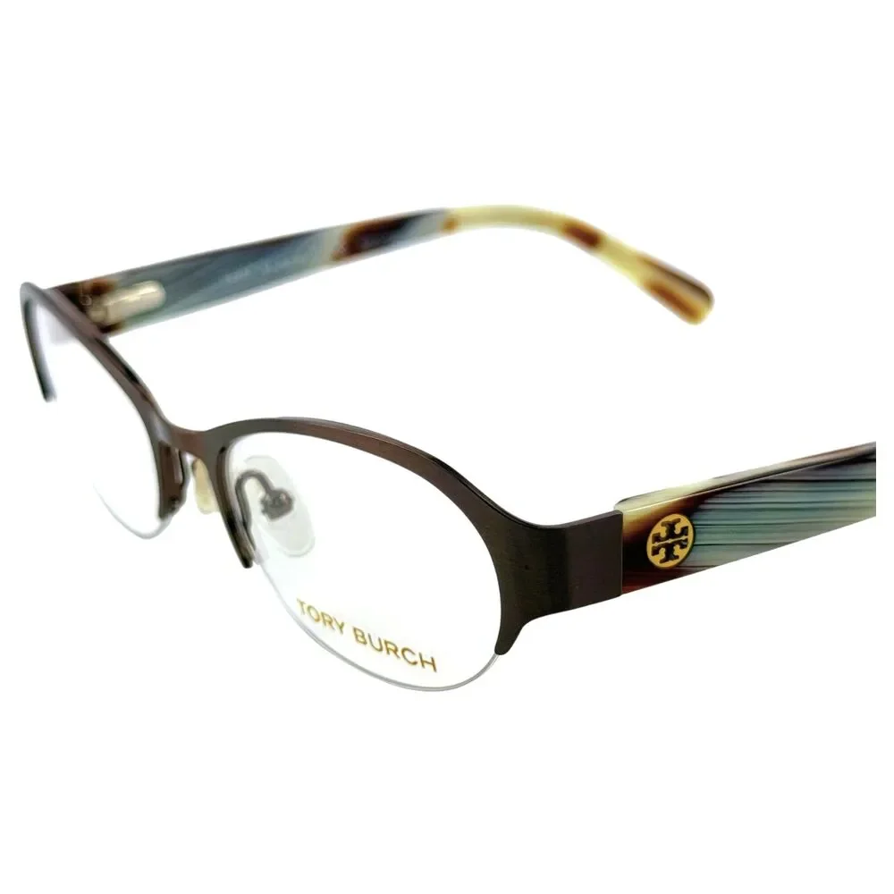 Tory Burch TY1033 Womens Semi Rimless Eyeglass Frame 443 Brushed Dk Brown 49-17